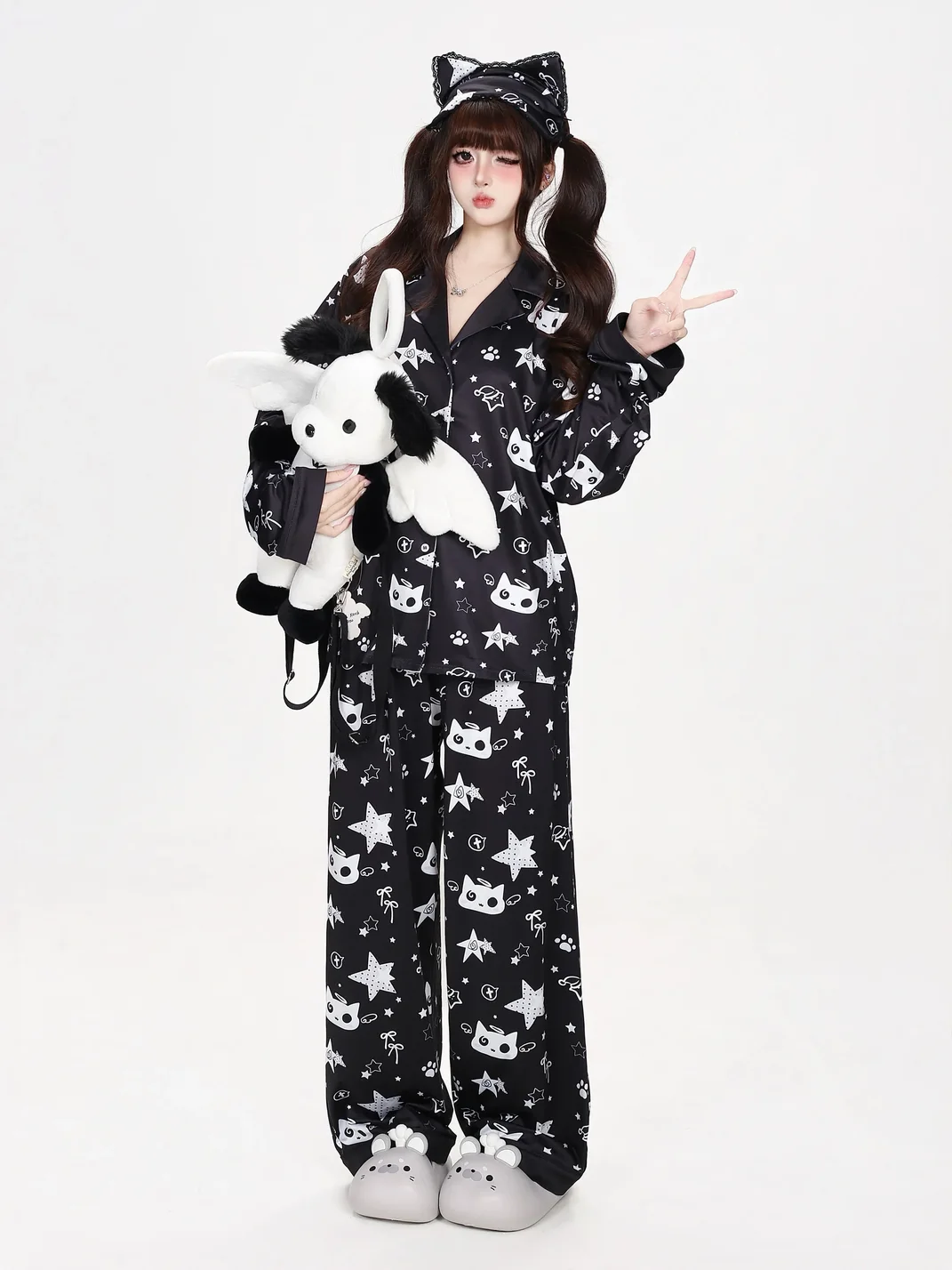 CRAZYGIRL | Star Print Long Sleeve Pajama Set