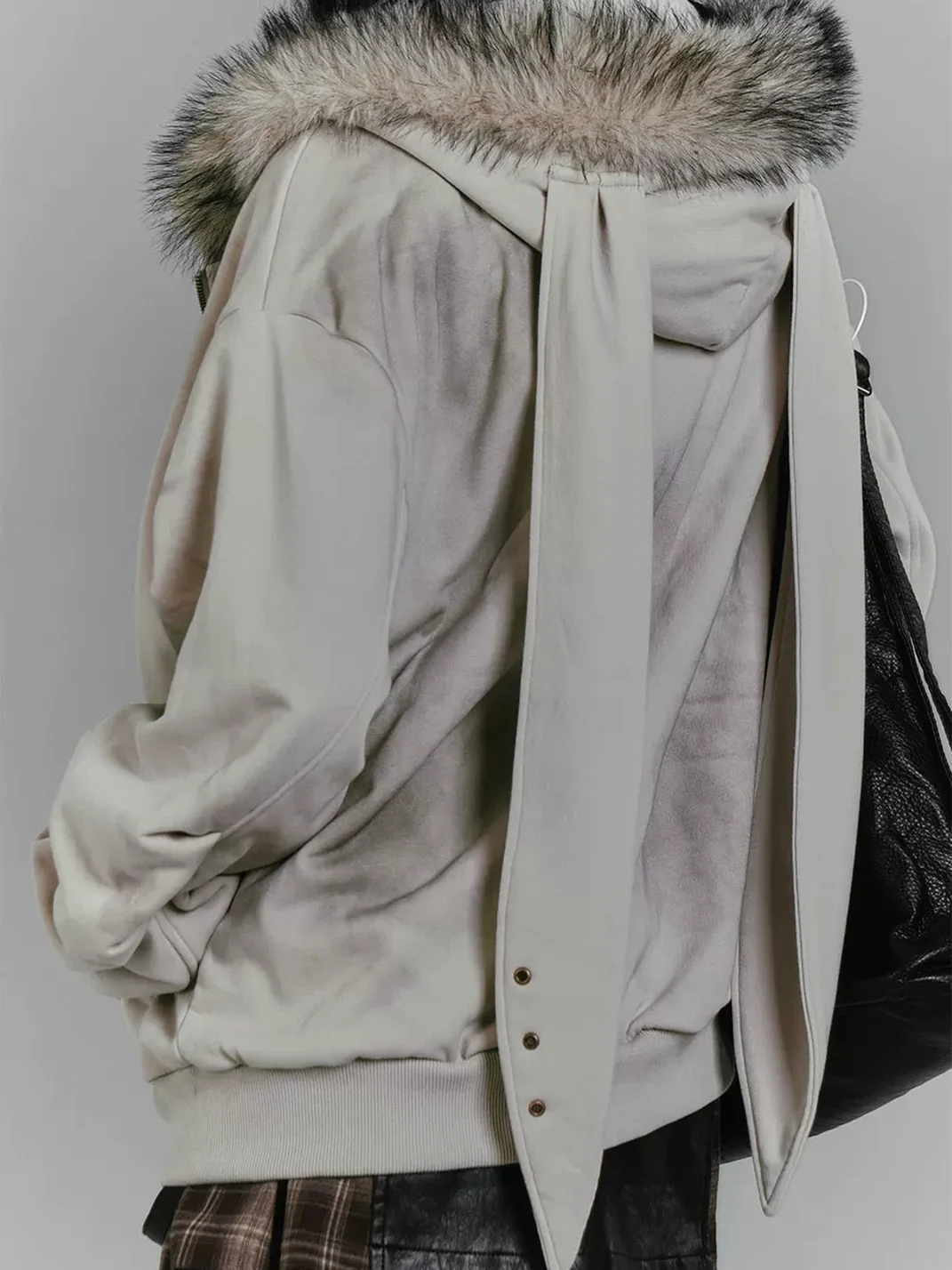 YUKAHOUSE | Oversized Rabbit-Ear Hooded Graphic Jacket
