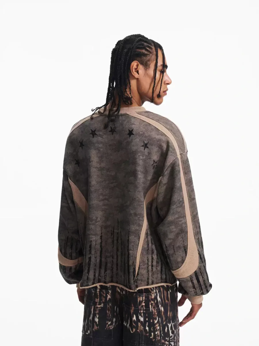 PEOPLESENSE | Distressed Camouflage Contrast Panel Long Sleeve Sweatshirt - 4