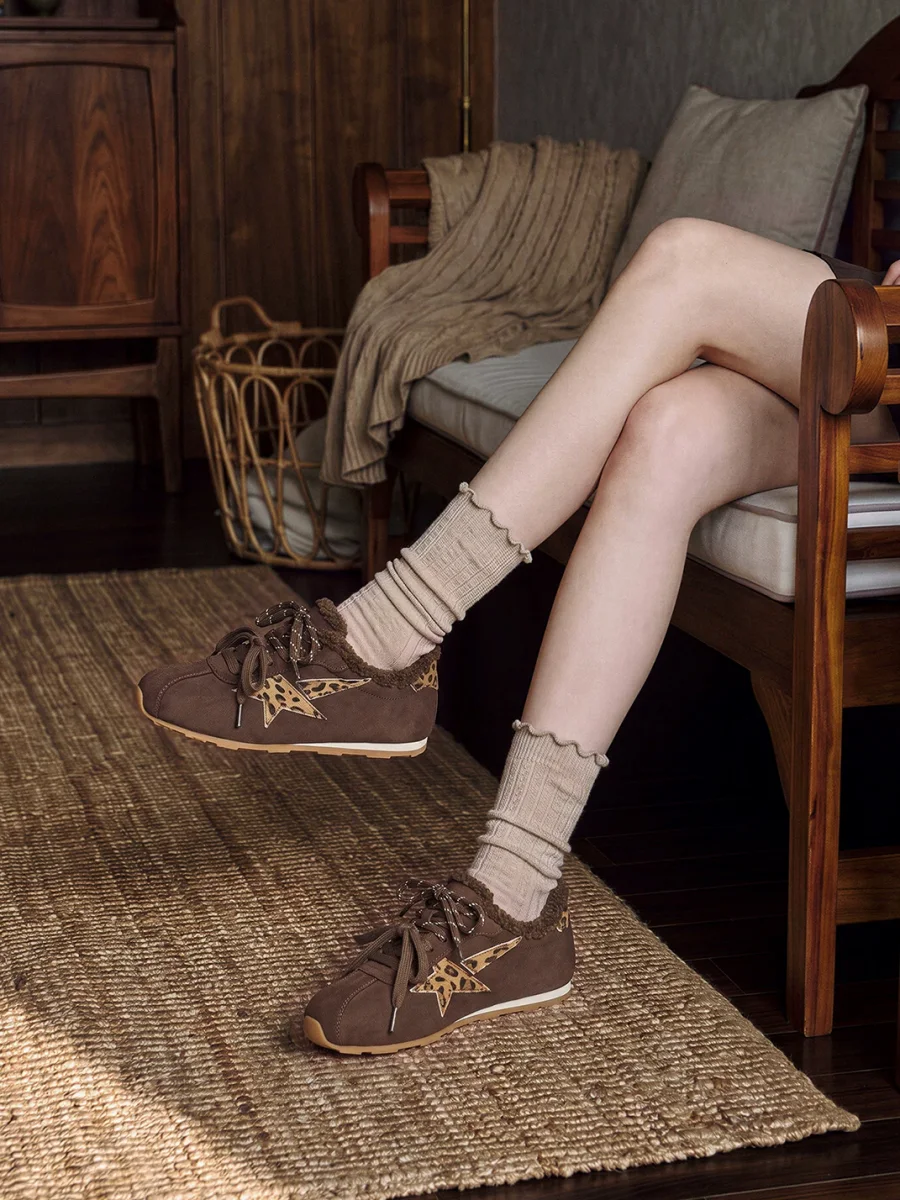 EBLAN | Retro Thick-Sole Star Plush-Lined Sneakers - 2