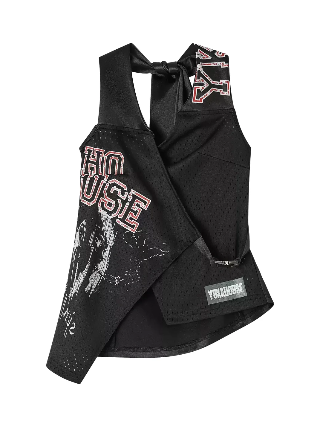 YUKAHOUSE | Letter Print Tie-Back Halter Top
