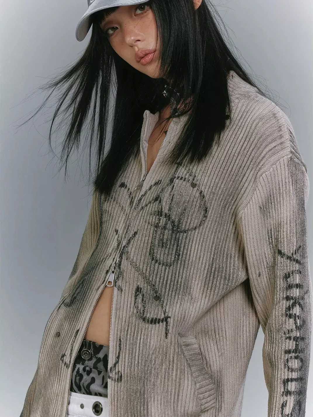 YUKAHOUSE | Distressed Loose-Fit Knit Cardigan
