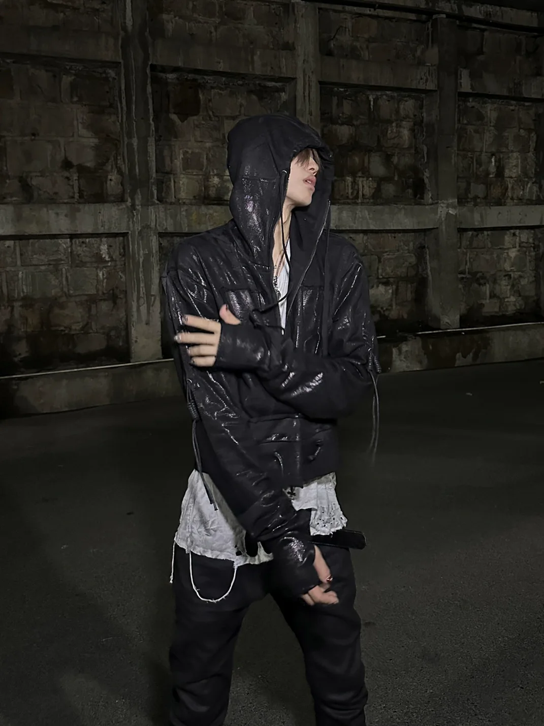 ATAnothingness | Wax-Brushed Hooded Zip-Up Sweatshirt Jacket