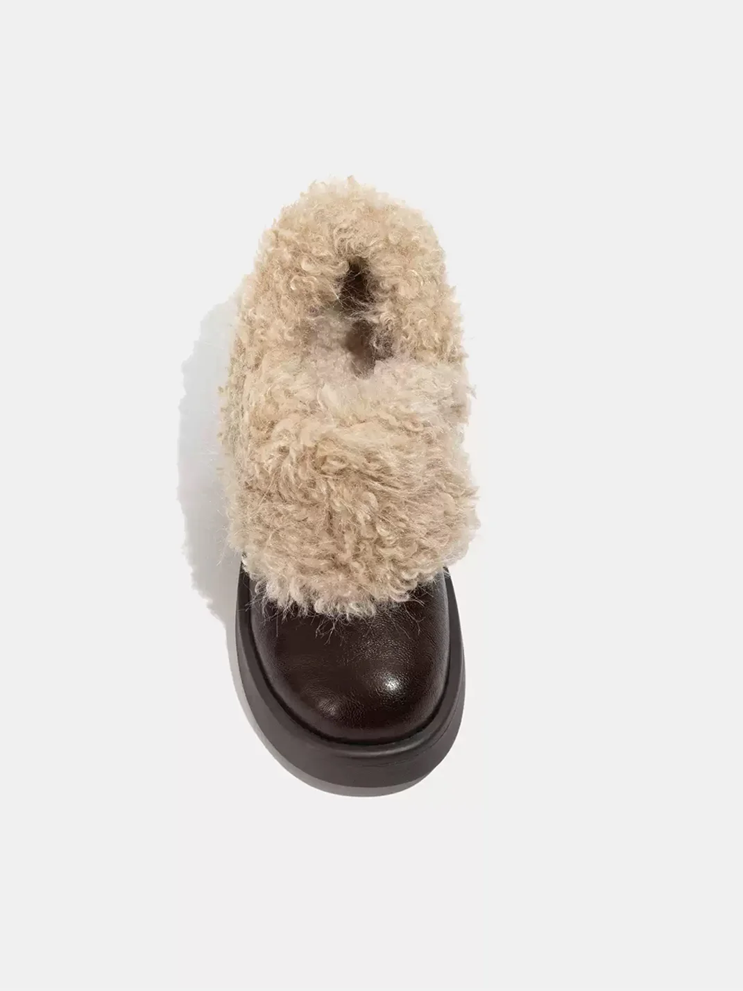 LMDD | Retro Round-Toe Plush-Trim Platform Shoes