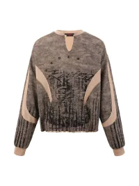 PEOPLESENSE | Distressed Camouflage Contrast Panel Long Sleeve Sweatshirt