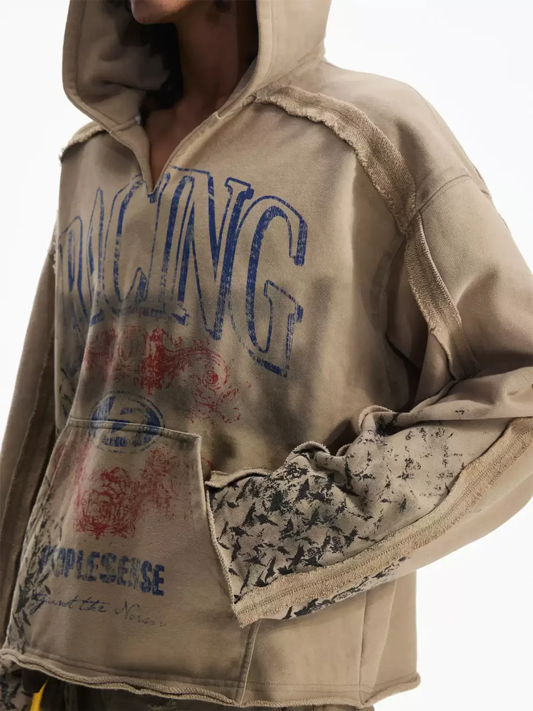 PEOPLESENSE | Vintage Racing Print Distressed Hoodie