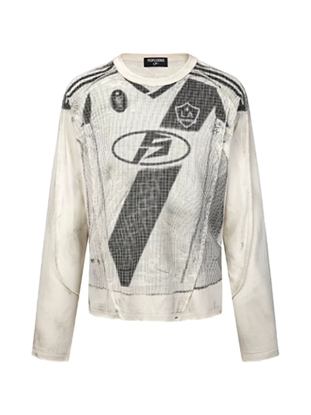 PEOPLESENSE | Loose Fit Racing Print Long Sleeve Crewneck T-Shirt