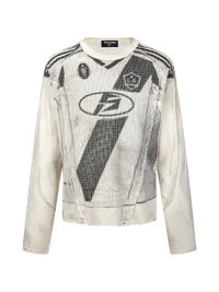 PEOPLESENSE | Loose Fit Racing Print Long Sleeve Crewneck T-Shirt