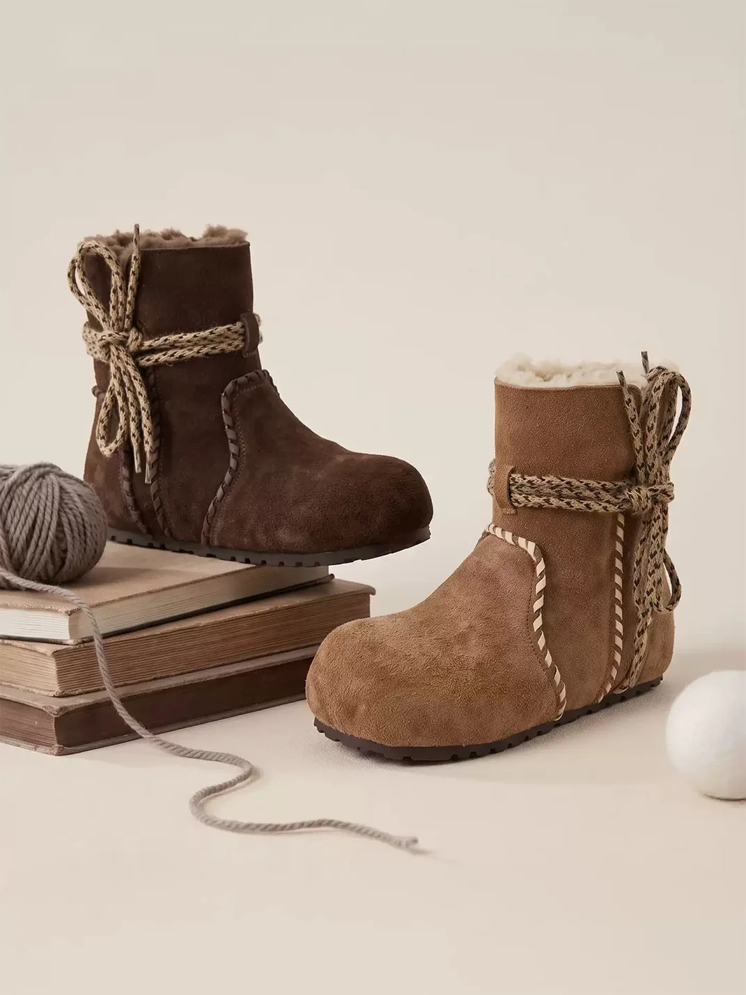 EBLAN | Plush-Lined Leather Hidden-Lift Snow Boots