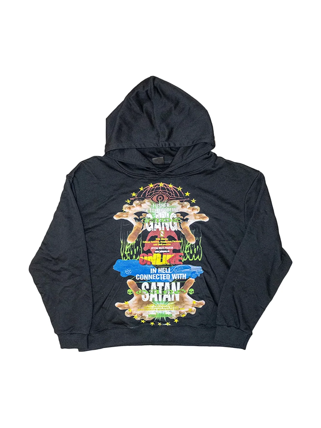 JADEGANG | Black Short Boxy Graphic Print Sweatshirt