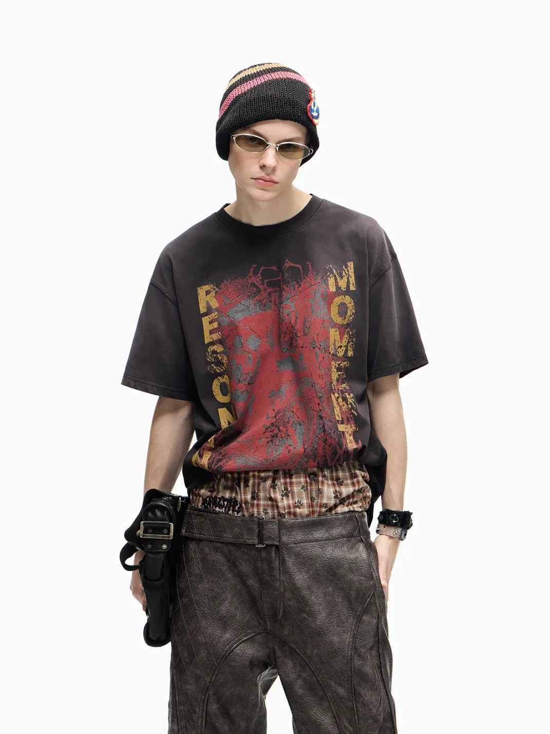 PEOPLESENSE | Retro Distressed Cotton Graphic Short Sleeve T-Shirt