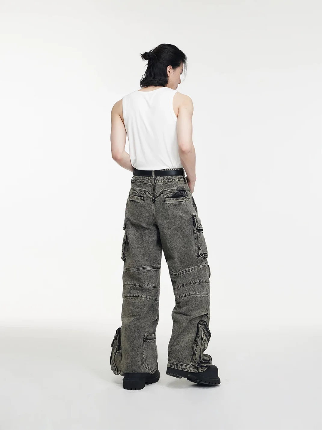PEOPLESENSE | Vintage Wide-Leg Multi-Pocket Cargo Jeans