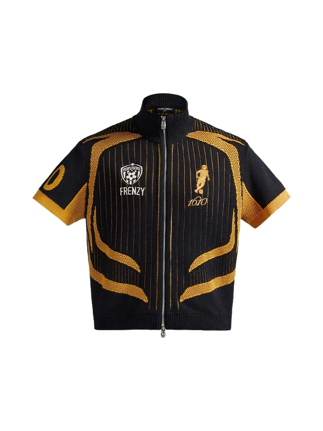 PEOPLESENSE | Retro Soccer Mesh Stand-Collar Zip Knit Polo Shirt