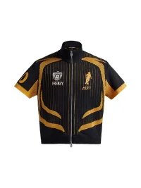 PEOPLESENSE | Retro Soccer Mesh Stand-Collar Zip Knit Polo Shirt