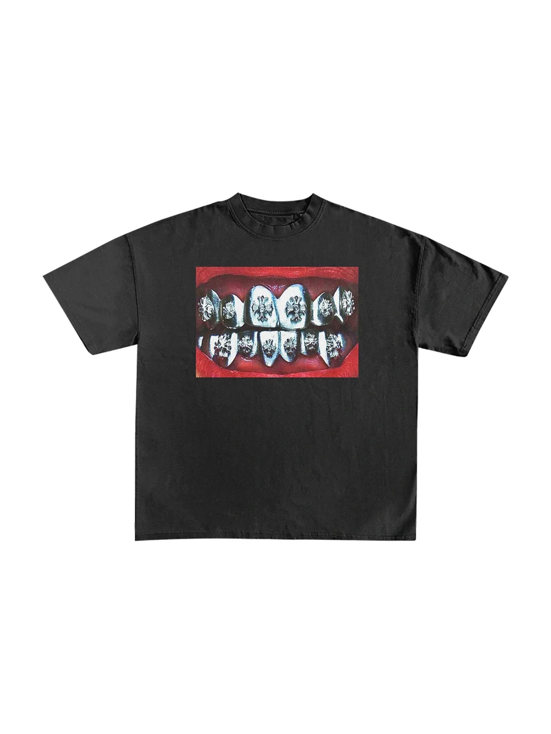 JADEGANG | Metallic Teeth Graphic Crewneck Short Sleeve T-Shirt