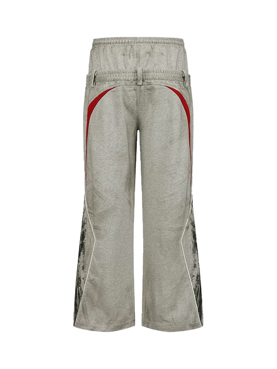 PEOPLESENSE | Distressed Double-Waist Embroidered Wide-Leg Sweatpants