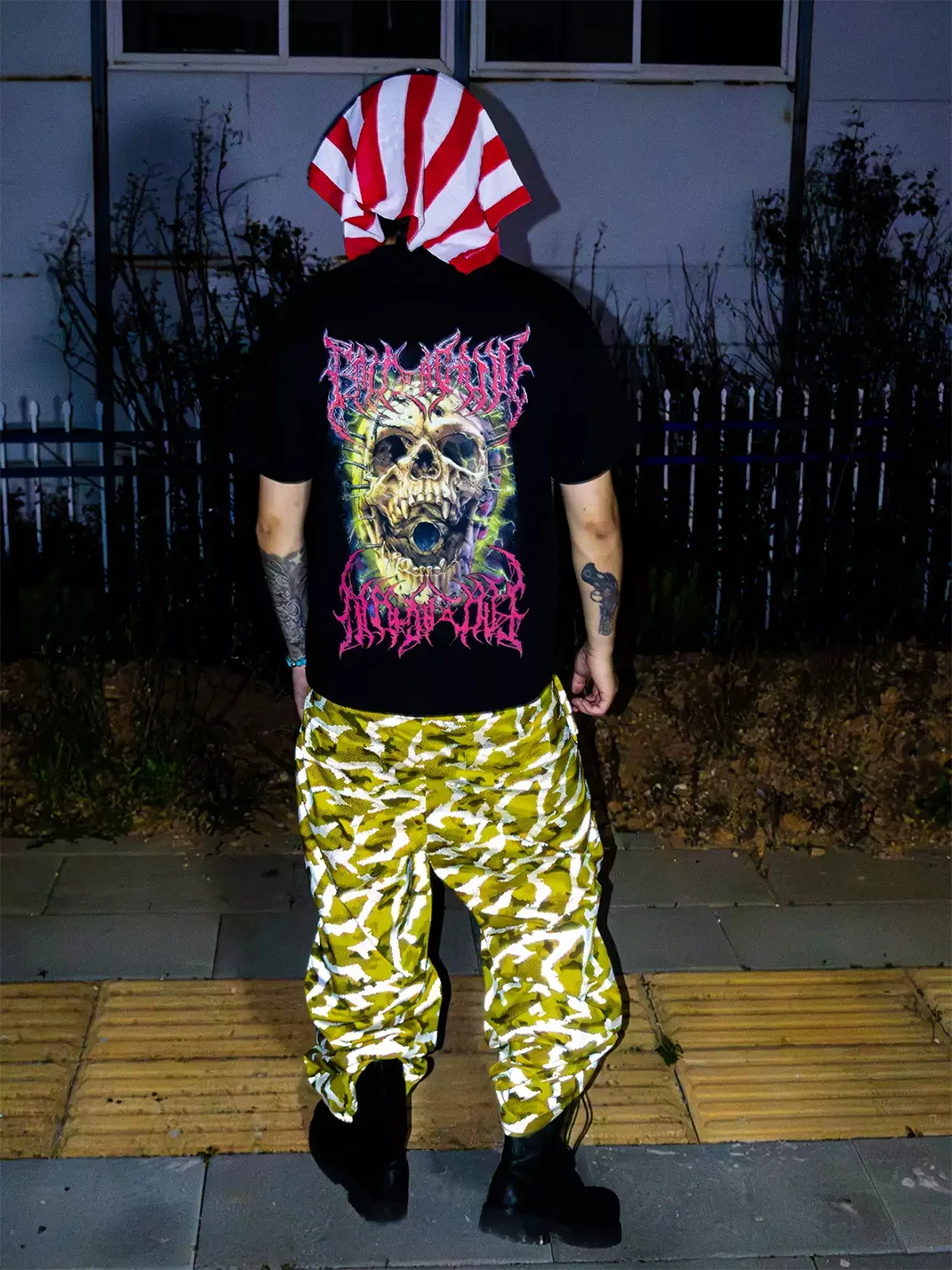 JADEGANG | Skull Print Loose Fit Crewneck Short Sleeve T-Shirt