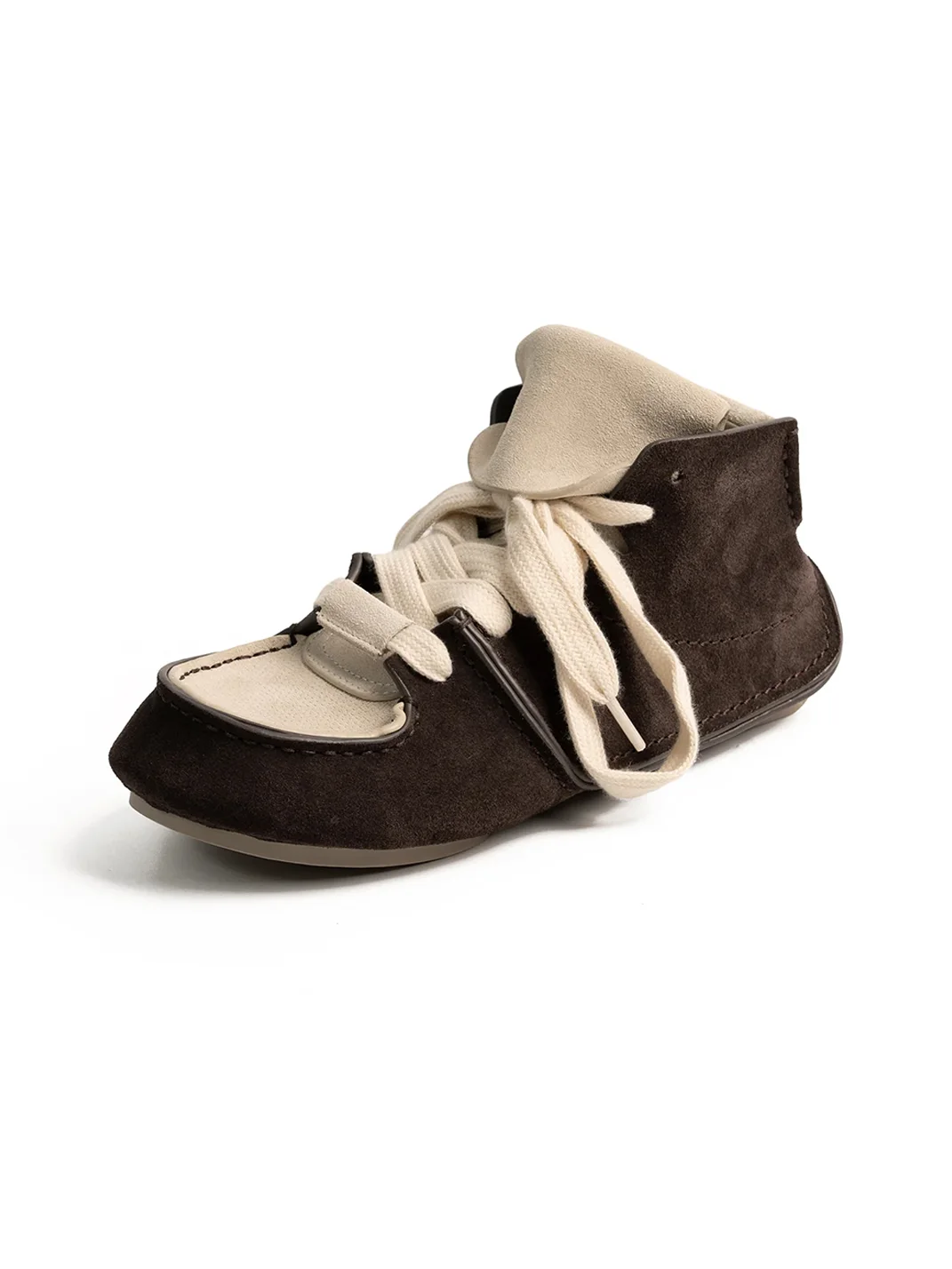ZHUDAGE | Colorblock Leather High-Top Lace-Up Platform Sneakers