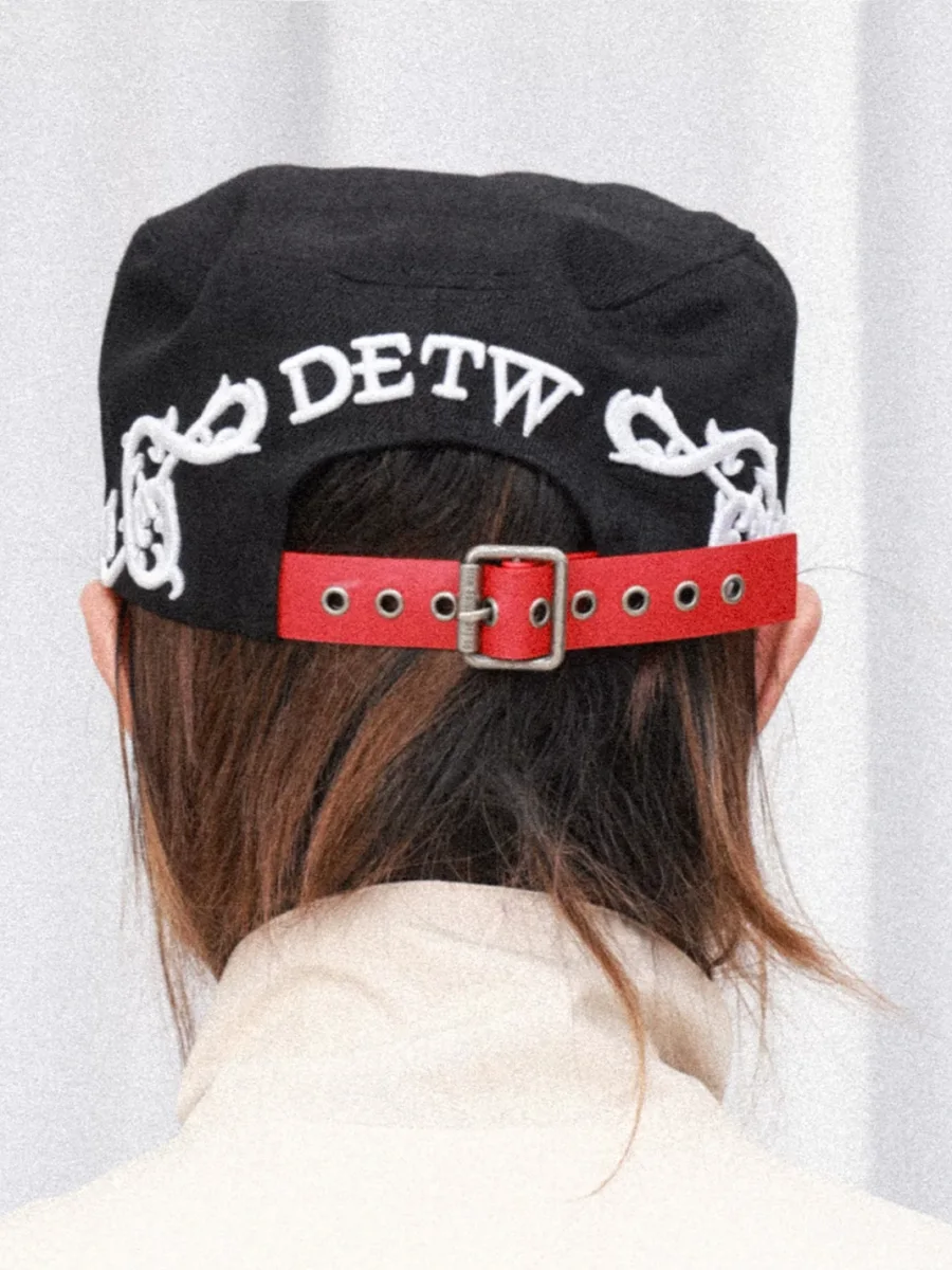 DETW | Crown Embroidered Studded Flat-Top Cap - 4