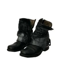 DLMNX | Textured Panel Buckle Ankle Boots