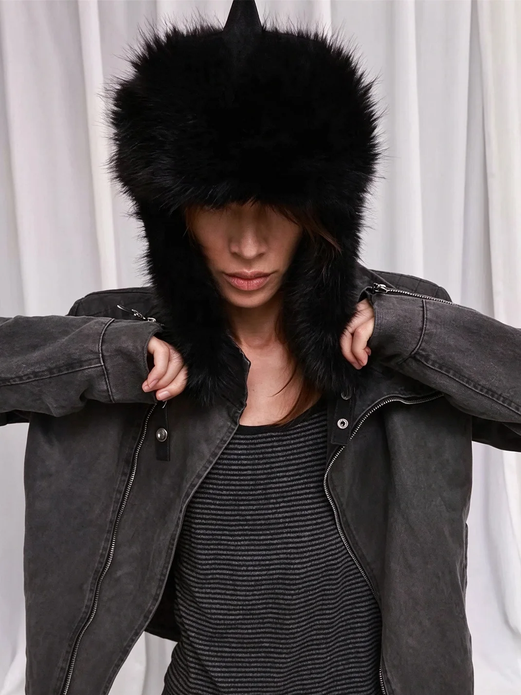 DETW | Spiked Leather Plush Trim Trapper Hat