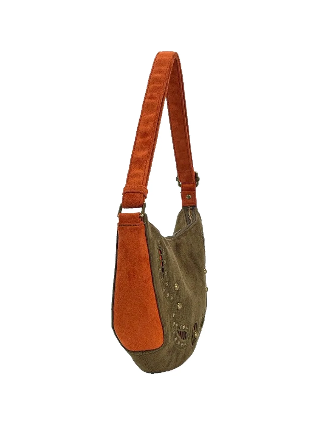 SpicyCapSoul | Studded Paisley Crescent Shoulder Crossbody Bag