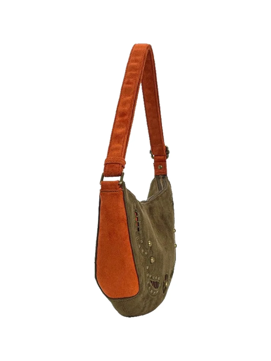SpicyCapSoul | Studded Paisley Crescent Shoulder Crossbody Bag - 3