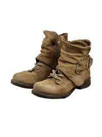 DLMNX | Distressed Suede Lace-Up Slouch Boots