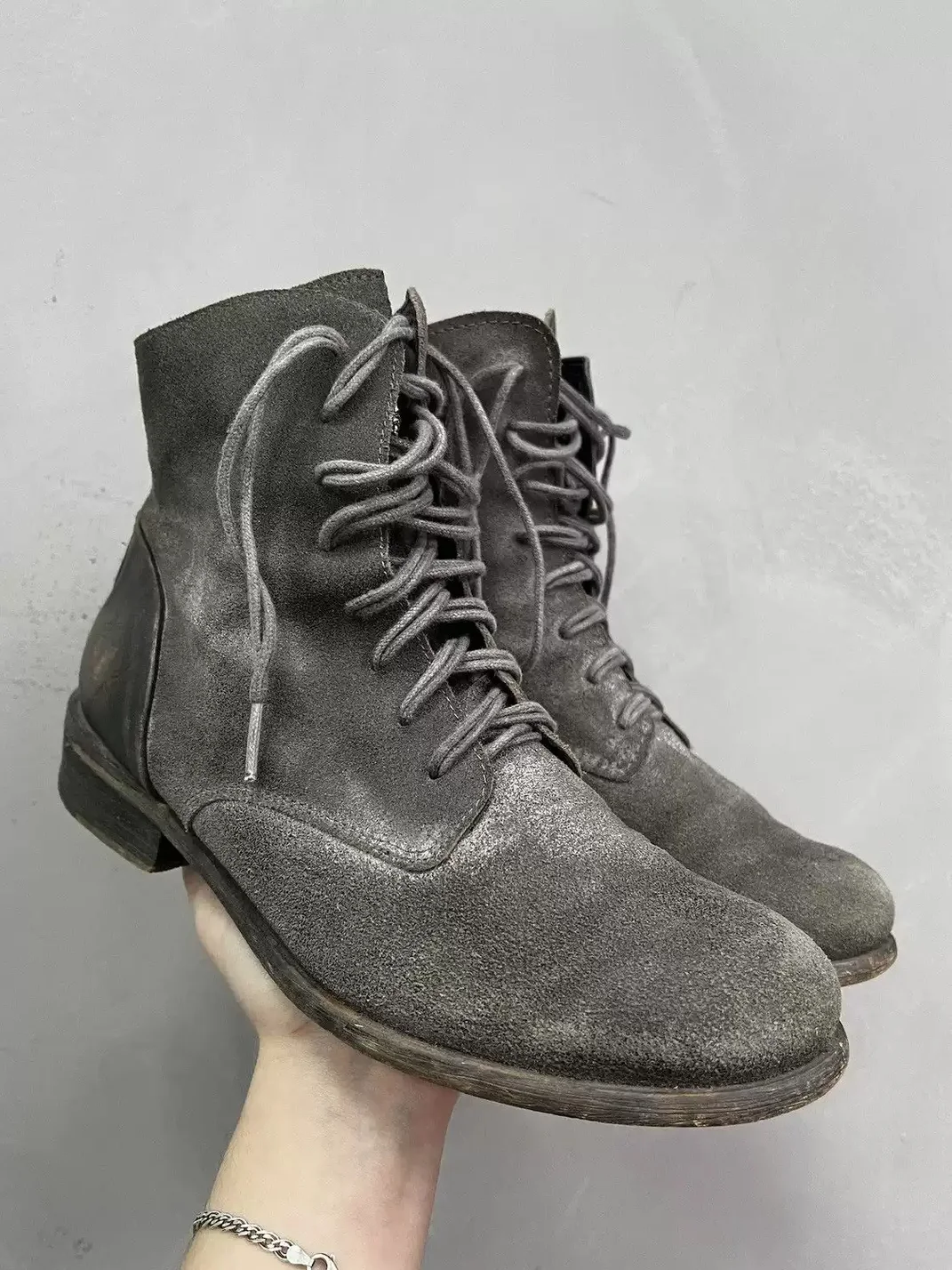 DLMNX | Distressed Suede Lace-Up Ankle Boots