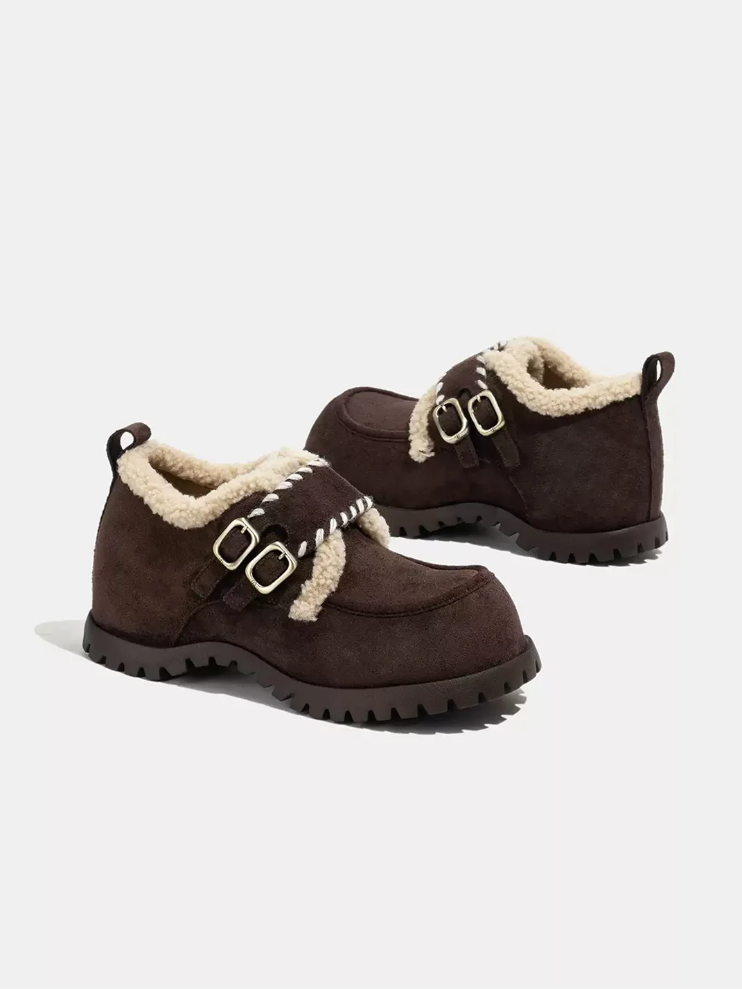 LMDD | Square Toe Plush-Lined Platform Shoes