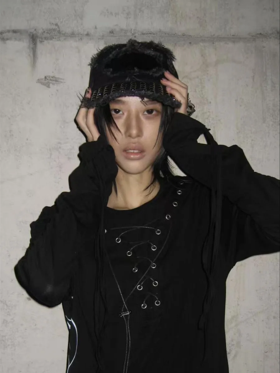 Cinder Vein | Studded Frayed Denim Curved Brim Baseball Cap - 2