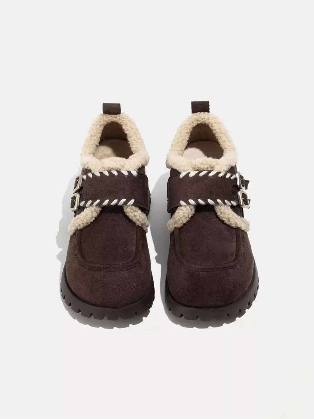 LMDD | Square Toe Plush-Lined Platform Shoes