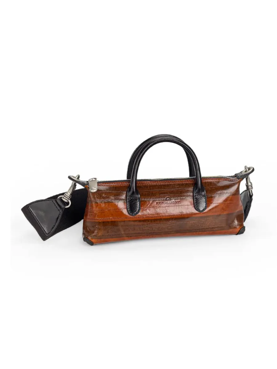 SpicyCapSoul | Eel Texture Embossed Leather Baguette Handbag - 4