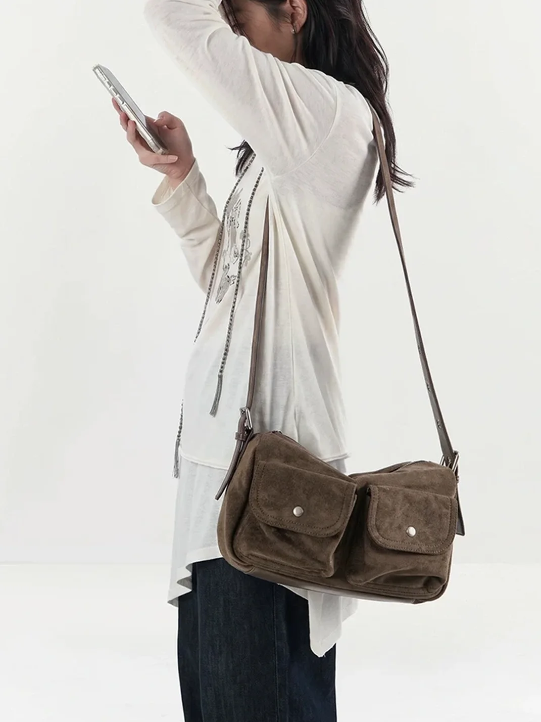 Mule Donkey | Multi-Pocket Brown Shoulder Bag
