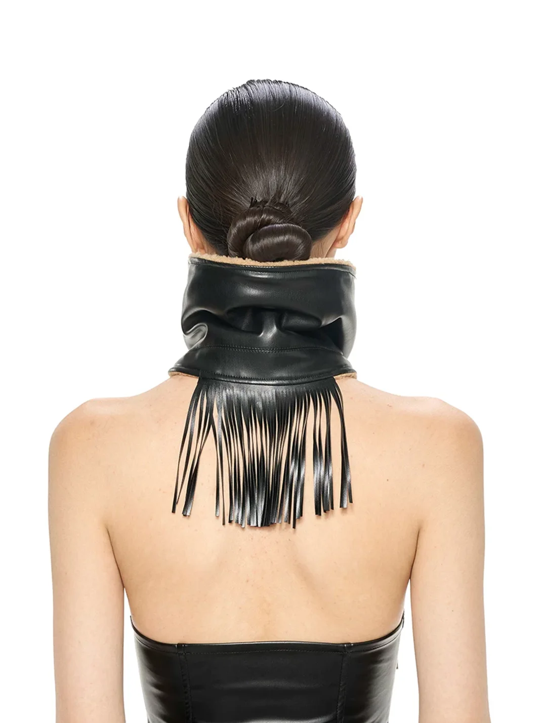 NOLA | Reversible Fringed Faux Leather Fleece Neck Warmer