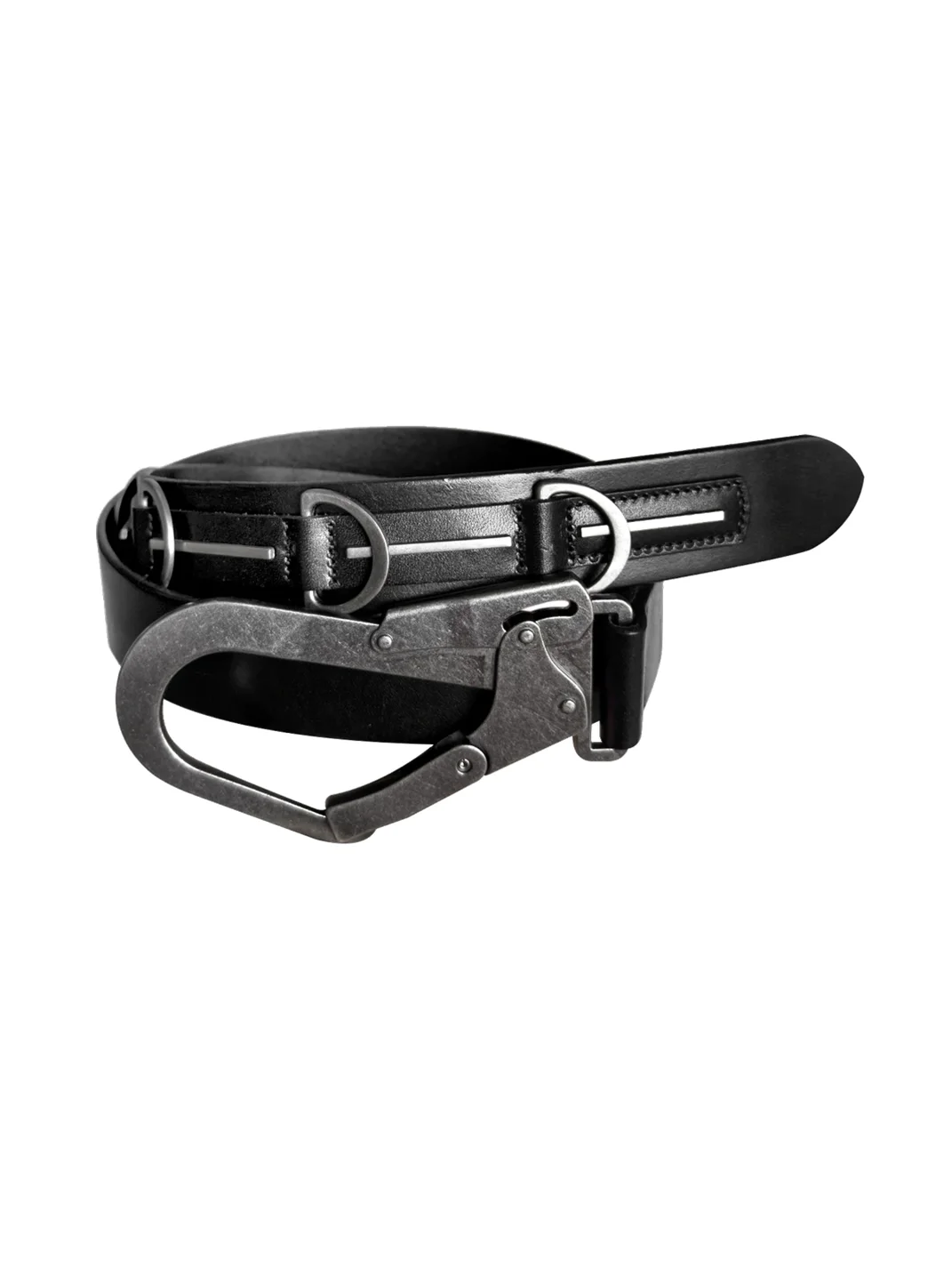 Cinder Vein | Top-Grain Leather D-Ring Belt With Carabiner Buckle