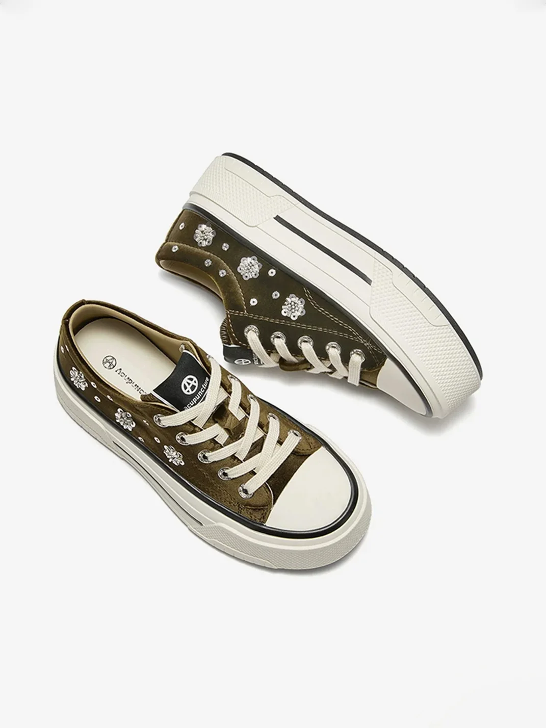 ACUPUNCTURE | Floral Sequin Platform Sneakers