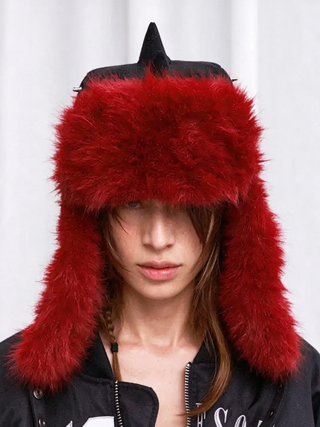 DETW | Spiked Leather Plush Trim Trapper Hat