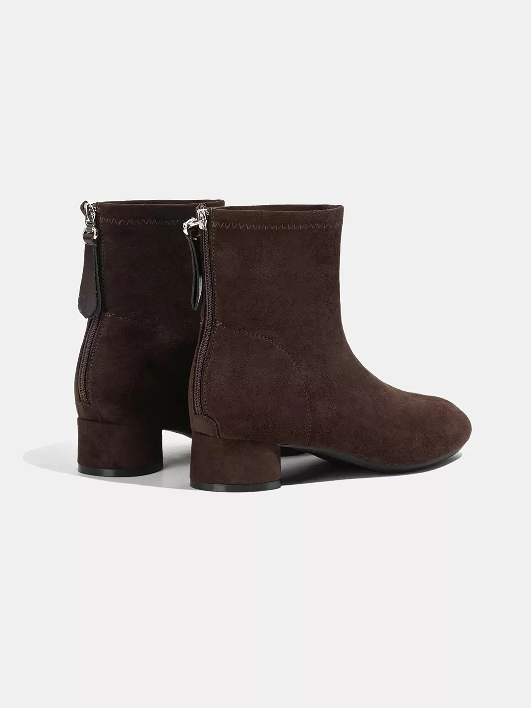 LMDD | Faux Split-Toe Suede Block Heel Ankle Boots