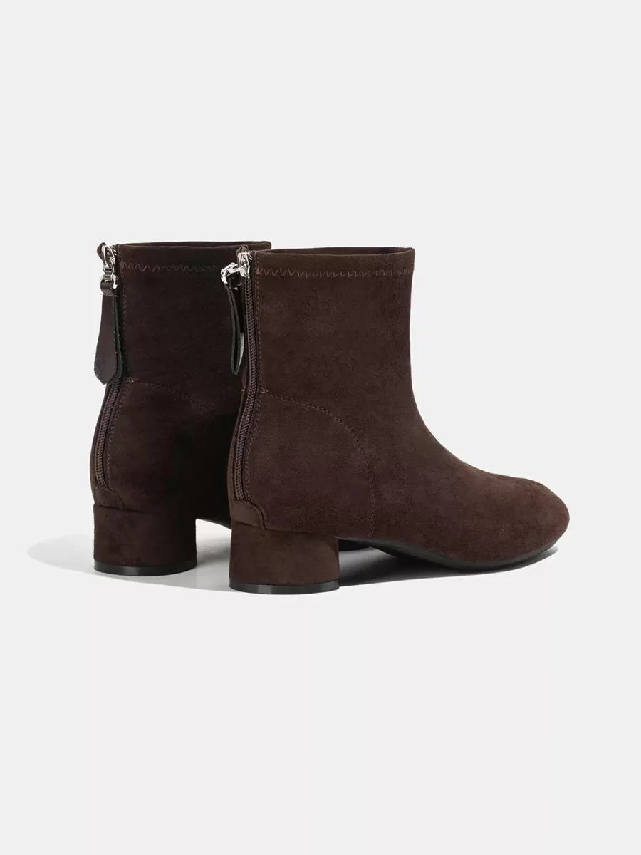LMDD | Faux Split-Toe Suede Block Heel Ankle Boots - 3