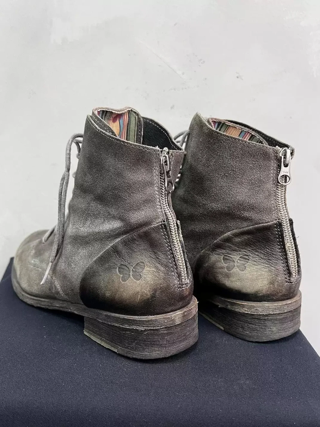 DLMNX | Distressed Suede Lace-Up Ankle Boots