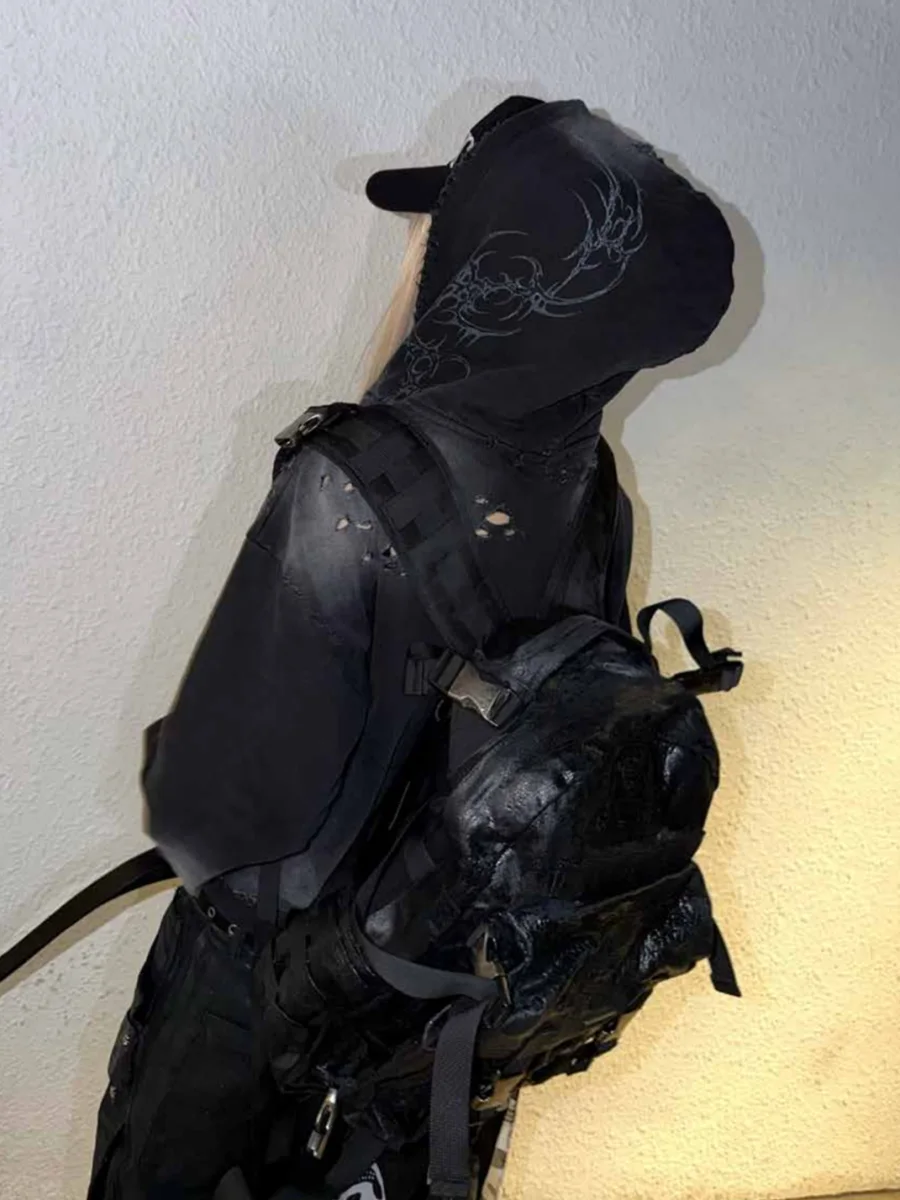 Cinder Vein | Crackle-Coated Nylon Webbing Backpack - 4