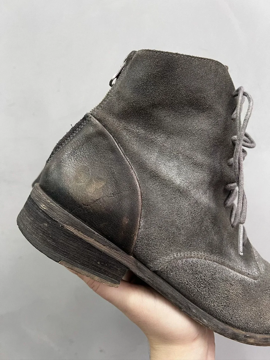 DLMNX | Distressed Suede Lace-Up Ankle Boots
