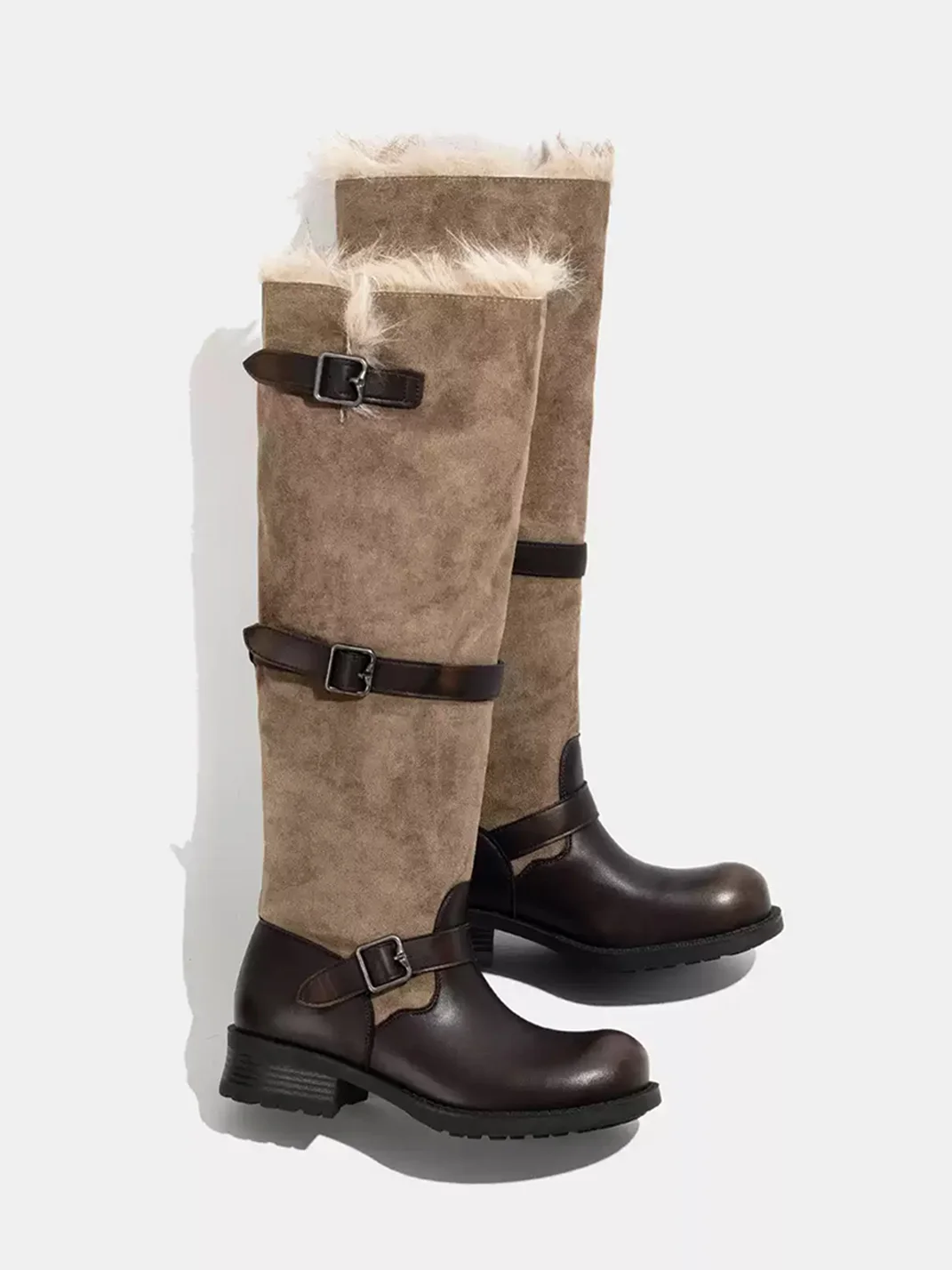 LMDD | Plush-Lined Thick-Sole Knee-High Riding Boots