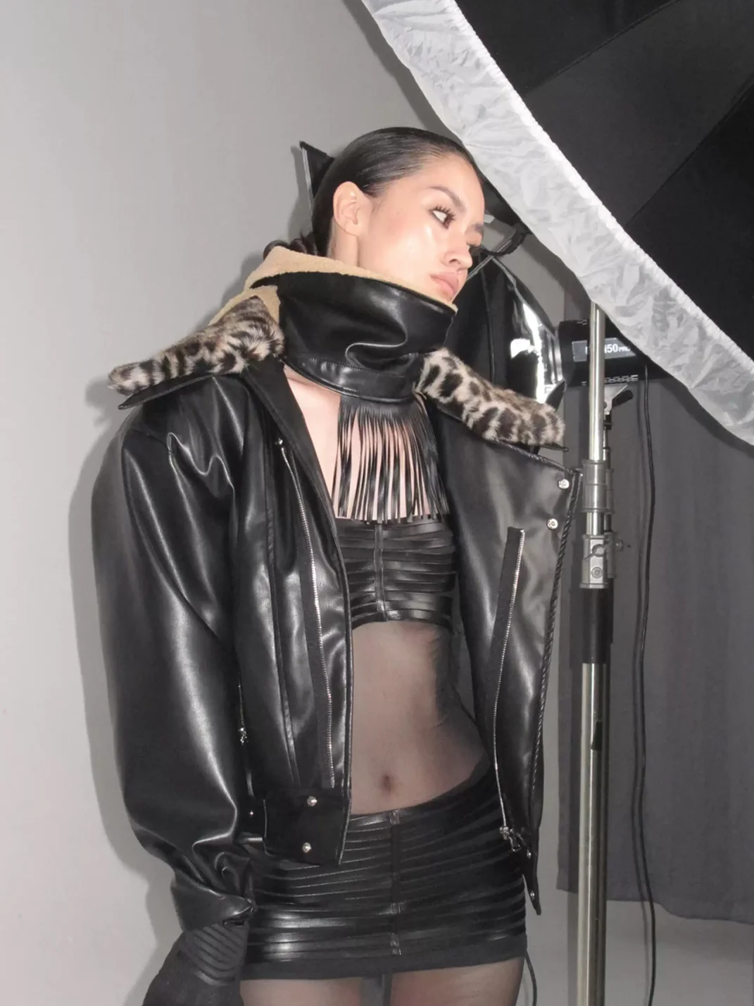 NOLA | Reversible Fringed Faux Leather Fleece Neck Warmer