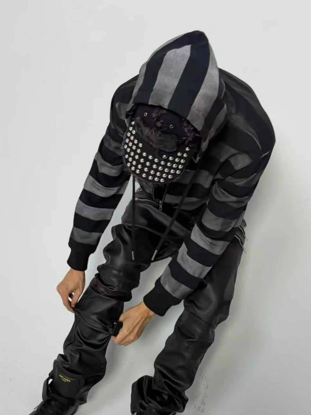 Cinder Vein | Studded Frayed Denim Curved Brim Baseball Cap
