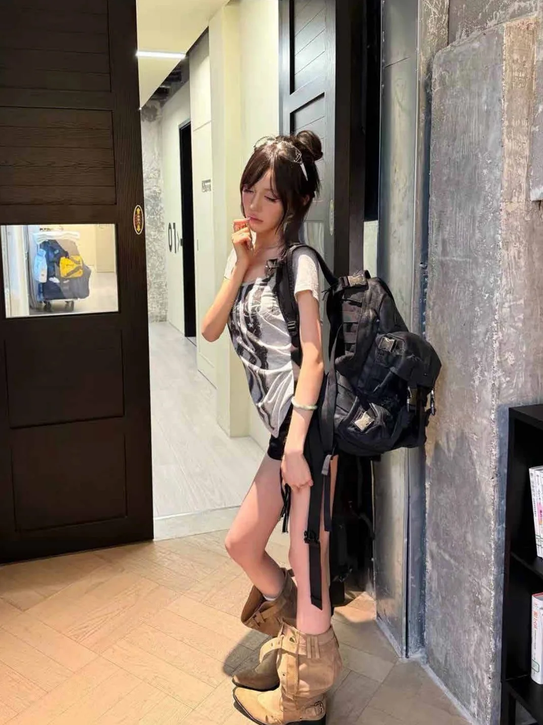 Cinder Vein | Crackle-Coated Nylon Webbing Backpack