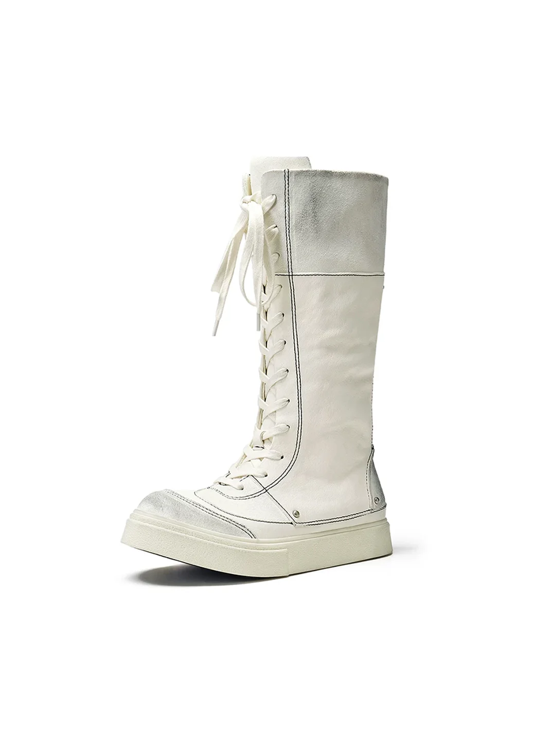 XMZY | Retro Lace-Up Platform Tall Biker Boots