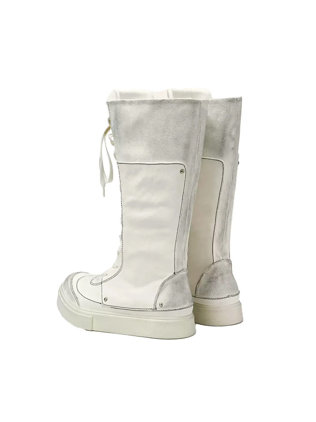 XMZY | Retro Lace-Up Platform Tall Biker Boots