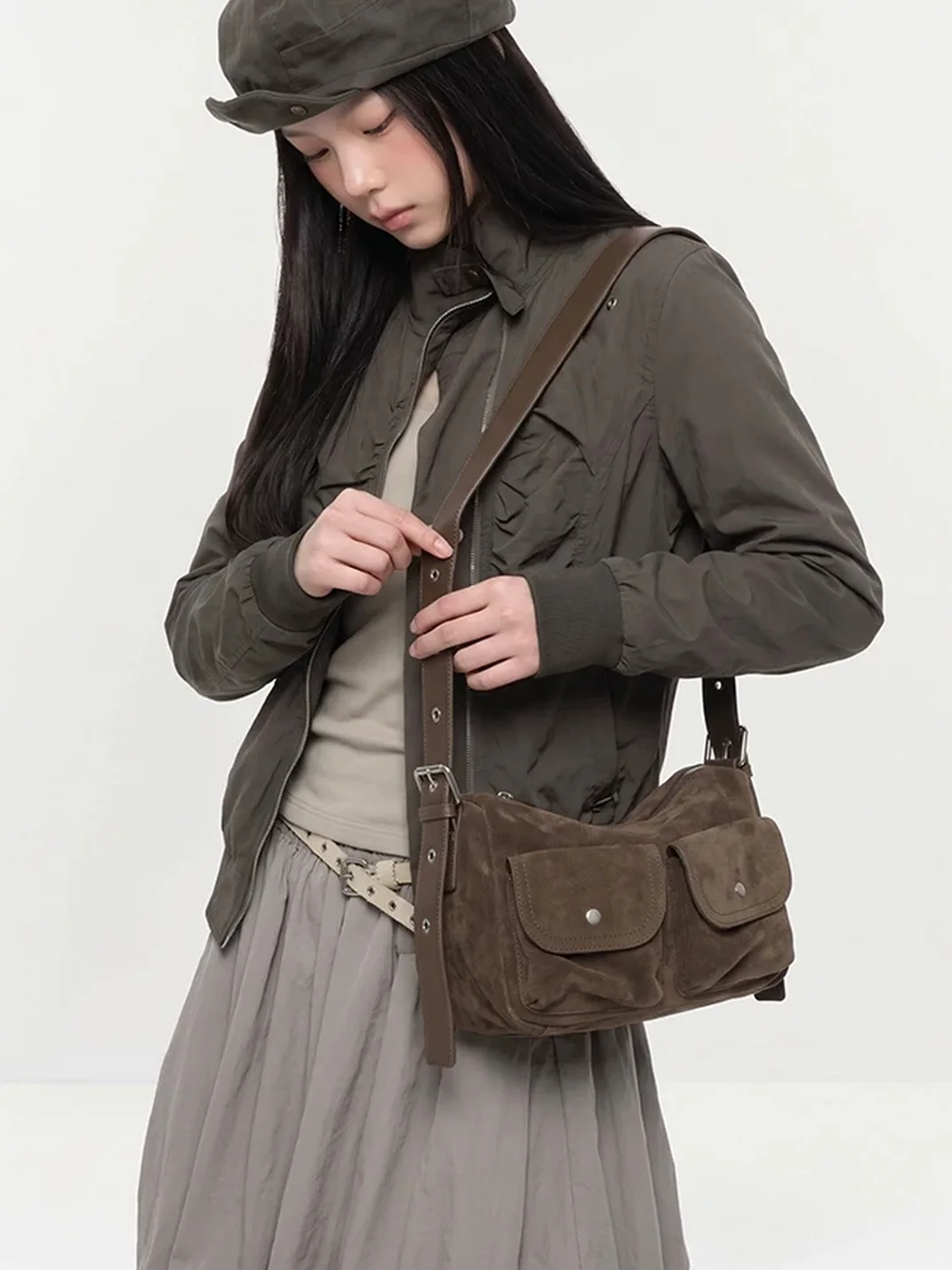 Mule Donkey | Multi-Pocket Brown Shoulder Bag